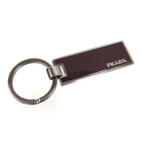 Prada Rubino Red Enamel Silver Metal Keyring - Picture 1 of 5